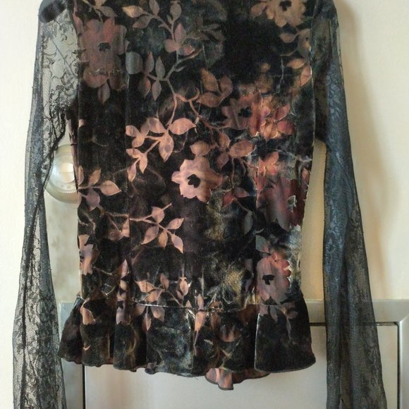 Velvet and Lace Brown blouse - S - Made in Italy - Picture 7 of 12